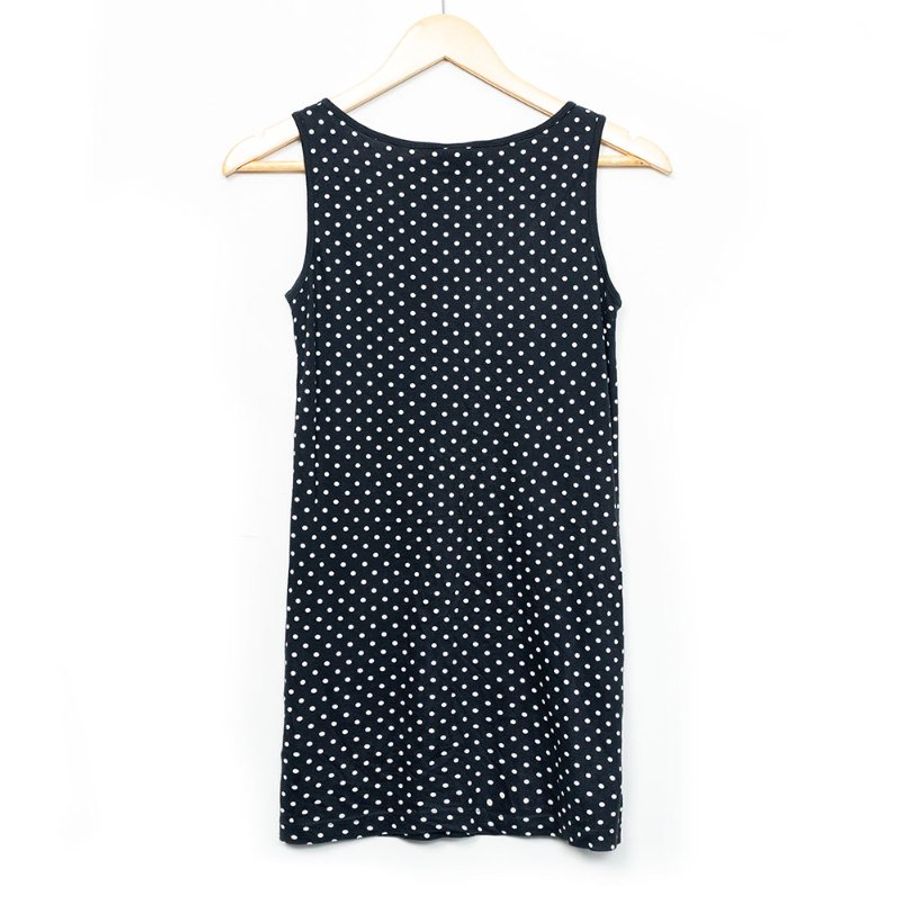 【郭靜私服】素色棉質長版上衣 + H&M 無袖點點長版背心-6