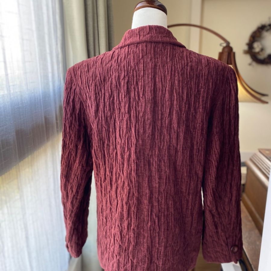 藏私·Collection_酒紅摺皺西服古著外套-3
