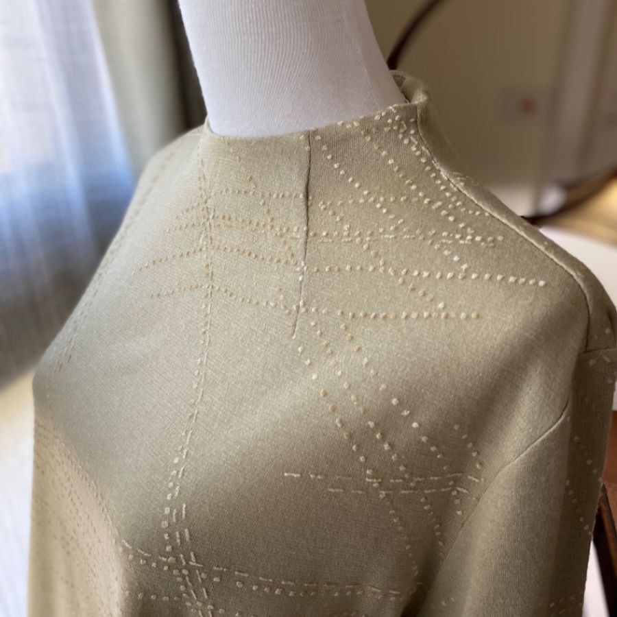 藏私·Collection_淡黃淺綠毛料古著上衣-1