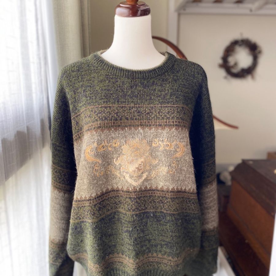 藏私·Collection_歐式家徽刺繡古著毛衣-0