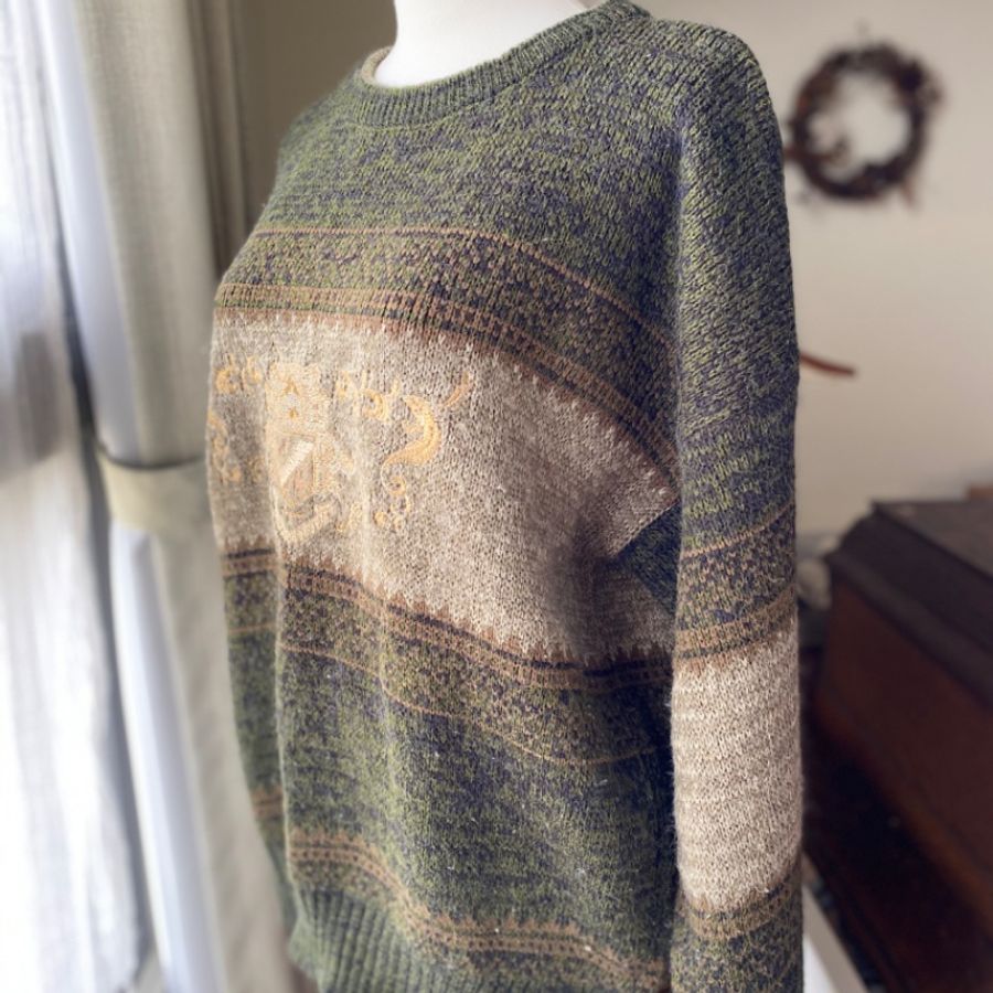 藏私·Collection_歐式家徽刺繡古著毛衣-1