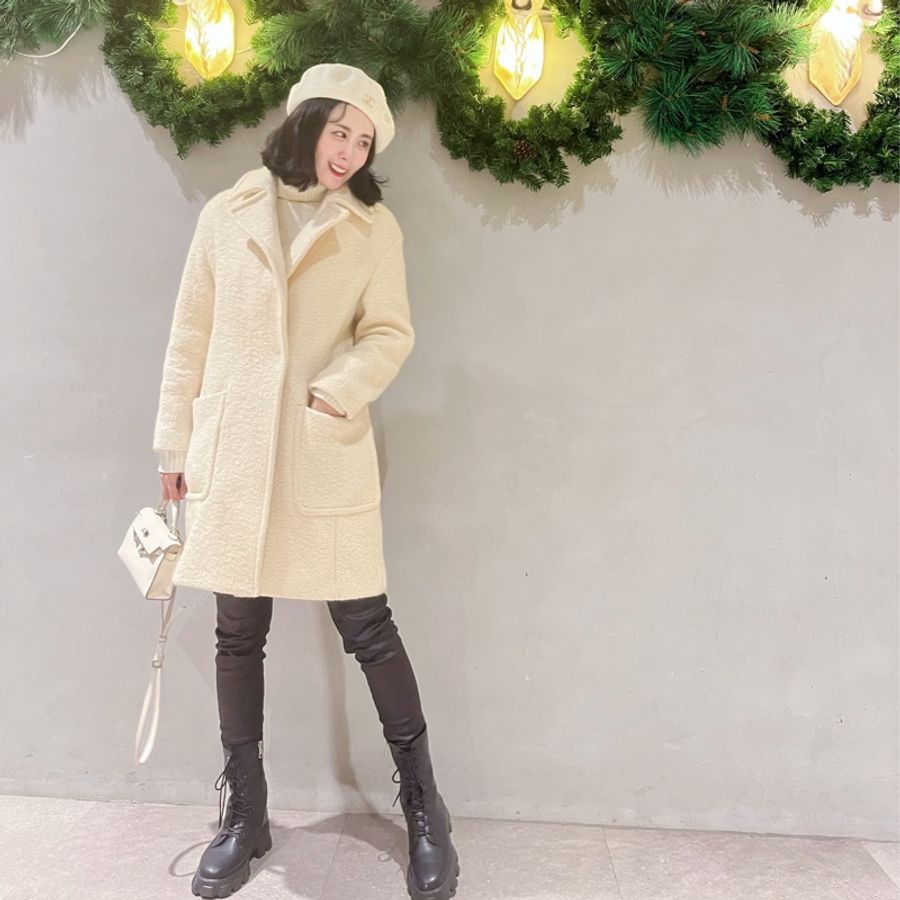 mixxo 歐膩雪白立領羊毛大衣🐑-1