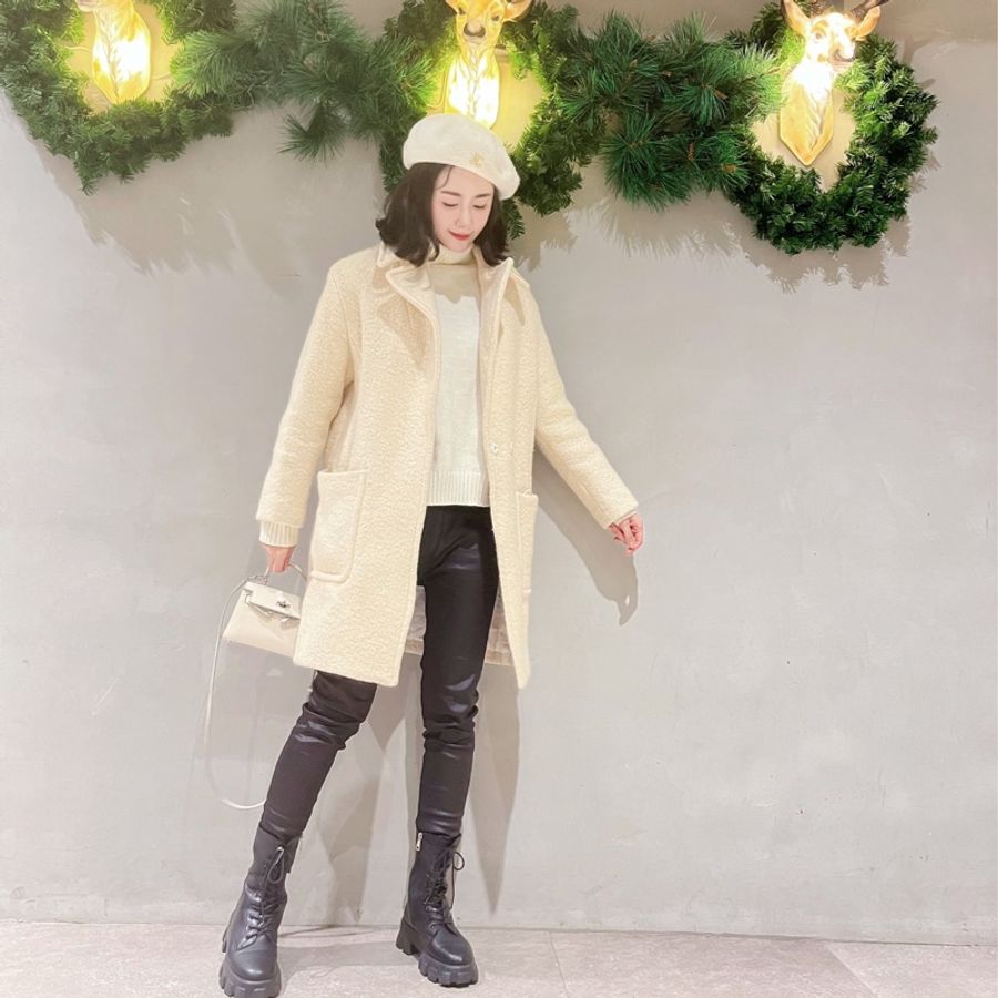 mixxo 歐膩雪白立領羊毛大衣🐑-3