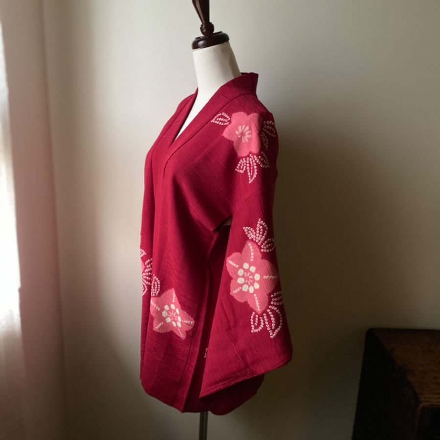 藏私·Collection_韓紅花絞染桔梗古著羽織-4