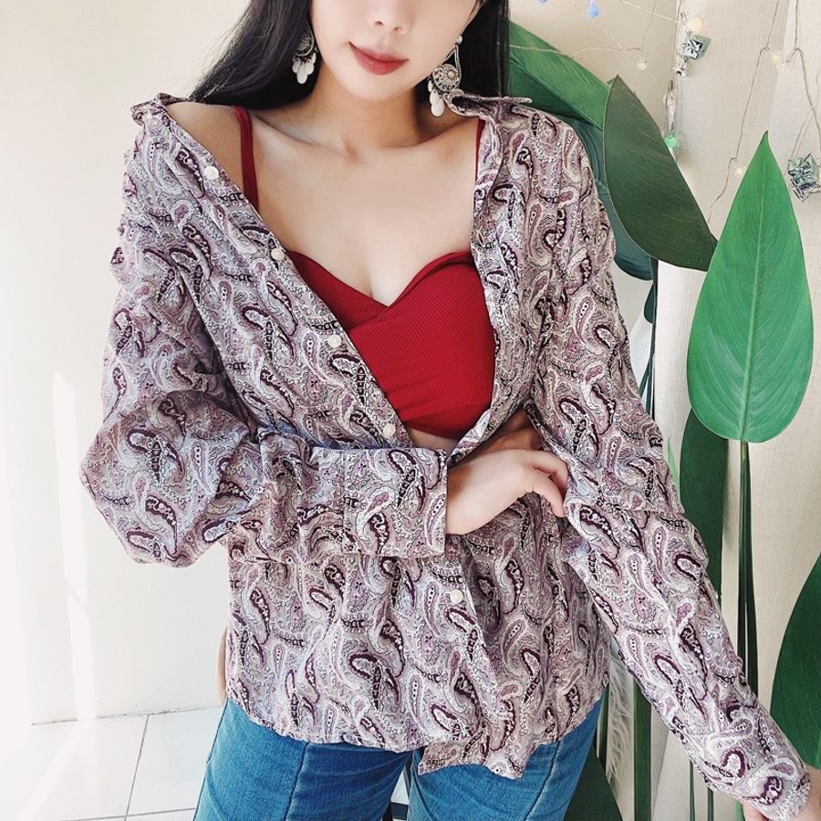 marco pecci 純紫變形蟲 古著翻領純棉襯衫上衣 vintage Shirt-5