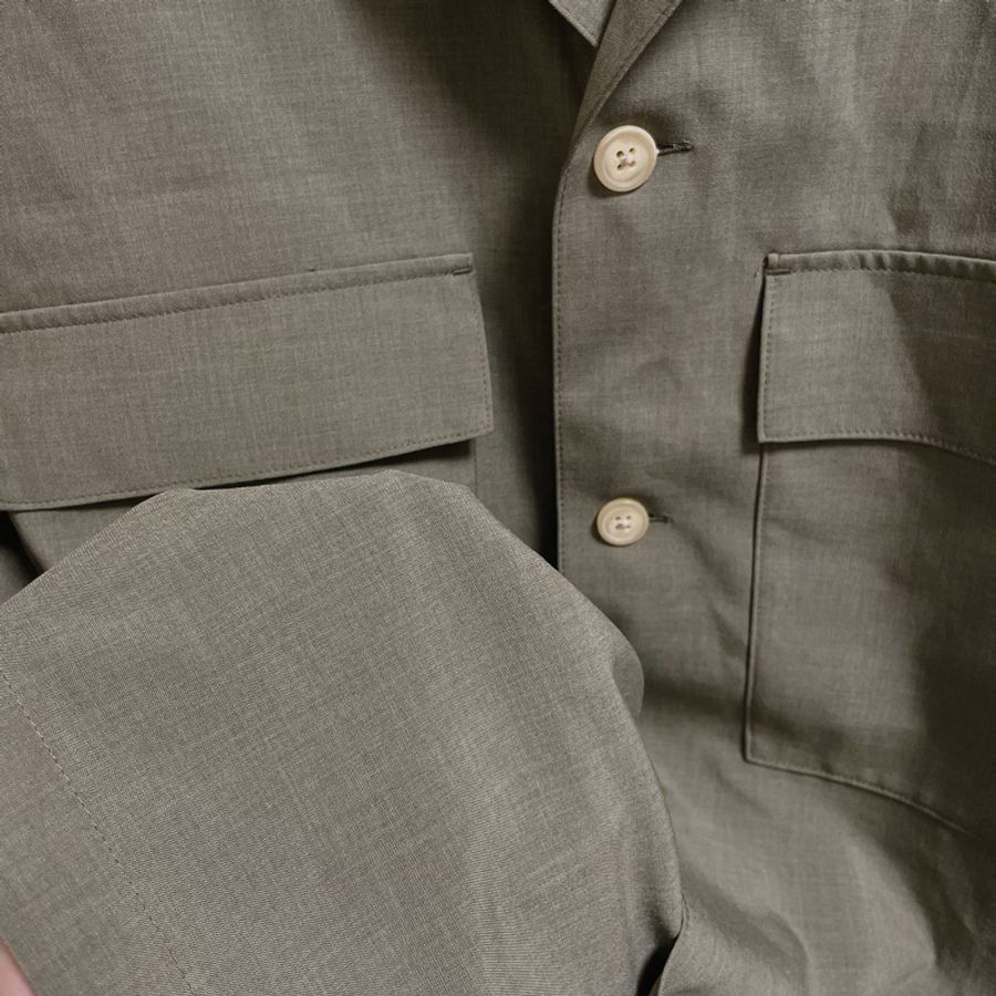 GU 棉麻短袖襯衫 軍綠 L-1