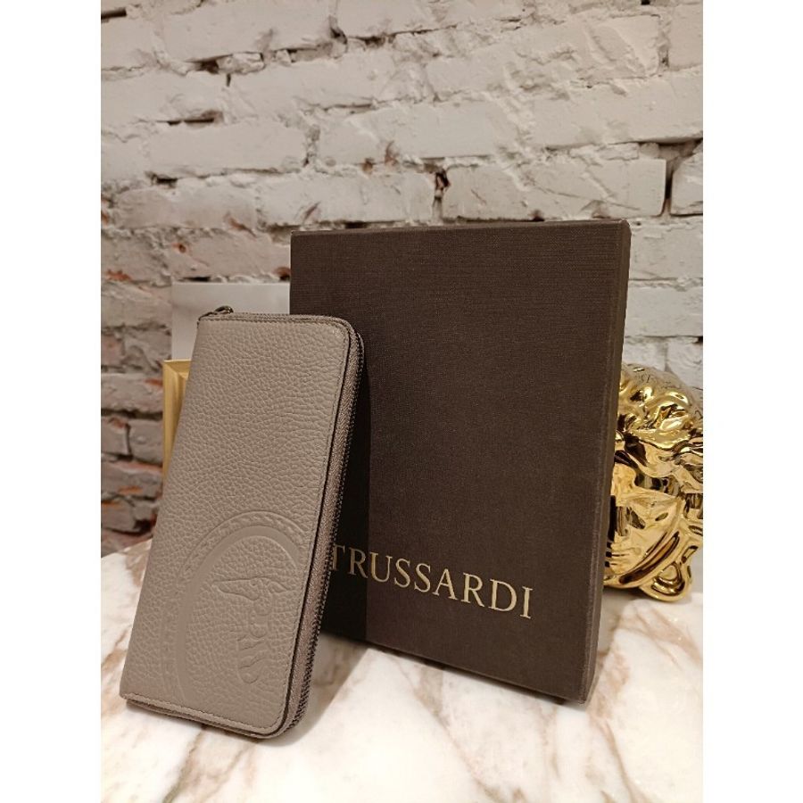 Trussardi義大利製正品經典小狗Logo皮夾-0