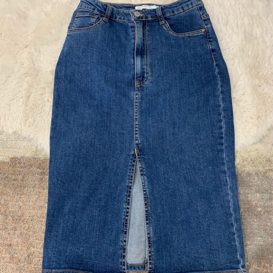 ZARA 牛仔開叉裙-0