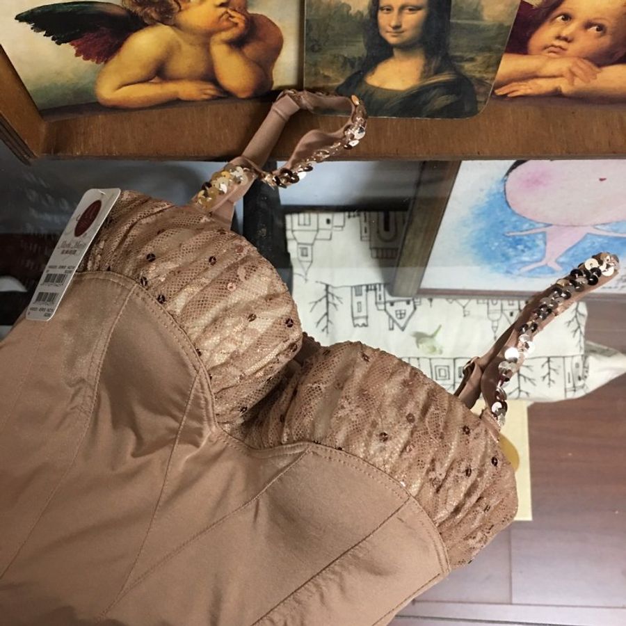 【春姍古著】曼黛瑪蓮 全新 M號 馬甲 亮片 可可棕-0