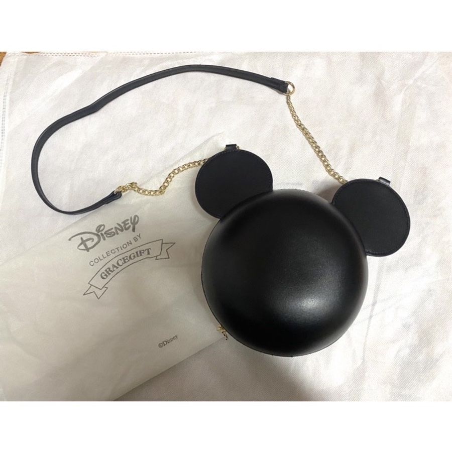 gracegift Disney Mickey Mouse 米奇聯名立體斜背包 黑色-0