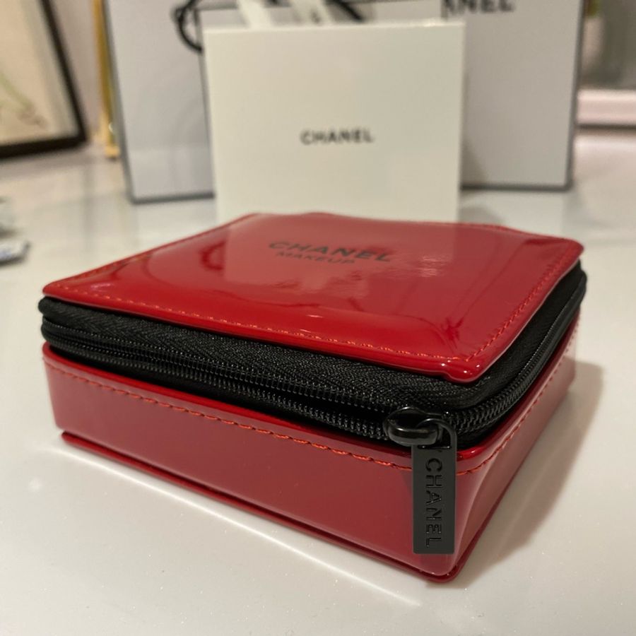 全新-CHANEL 硬殼化妝包(小)紅色-1