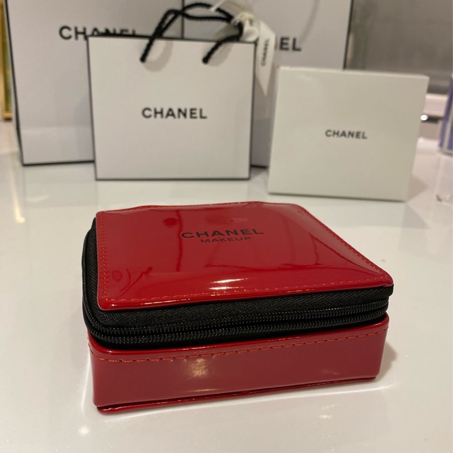 全新-CHANEL 硬殼化妝包(小)紅色-2