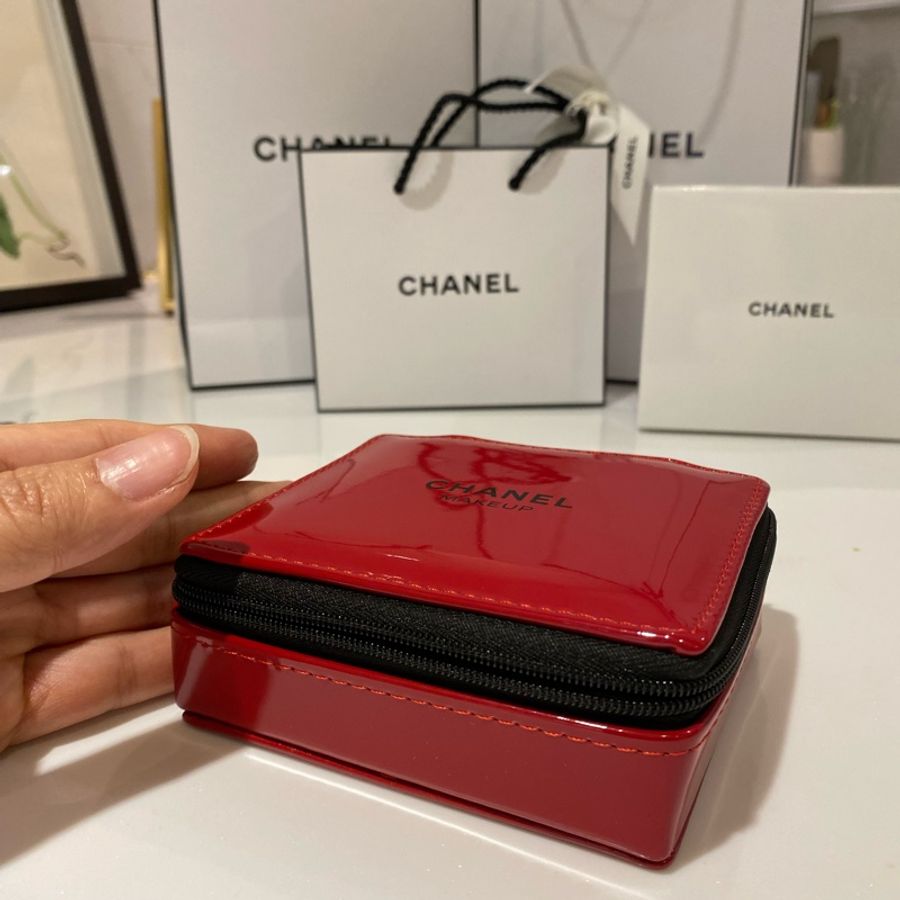 全新-CHANEL 硬殼化妝包(小)紅色-7