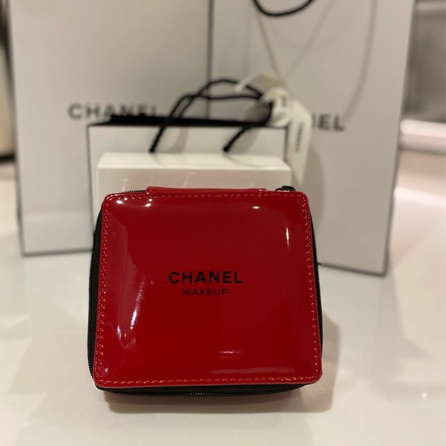 全新-CHANEL 硬殼化妝包(小)紅色-9