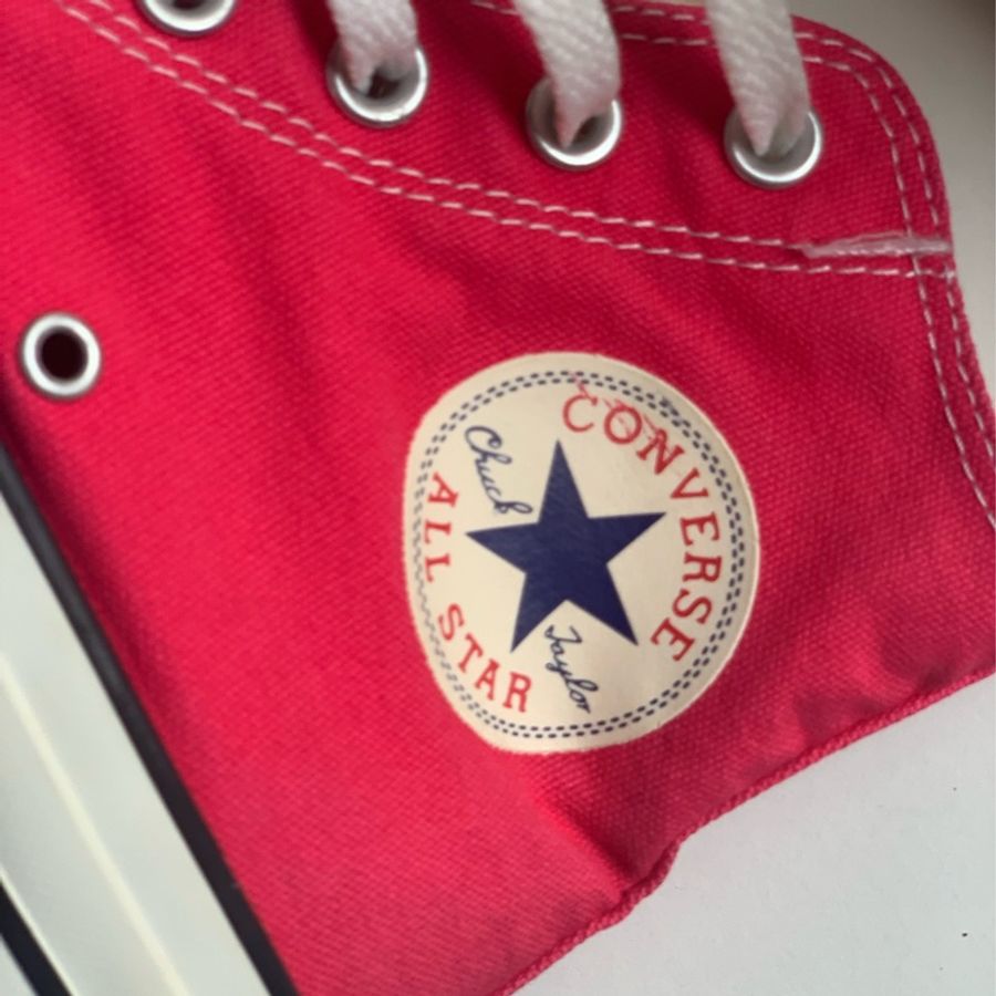 converse女性粉紅高筒帆布鞋二手良品近新-0
