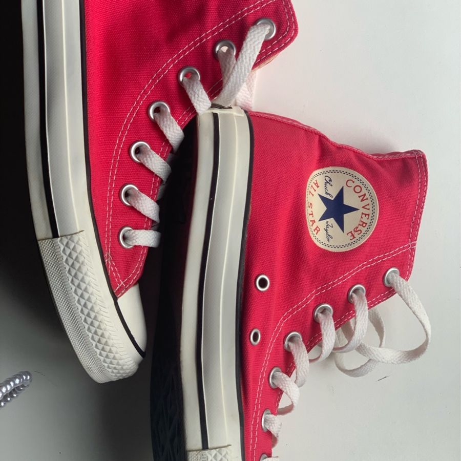 converse女性粉紅高筒帆布鞋二手良品近新-2