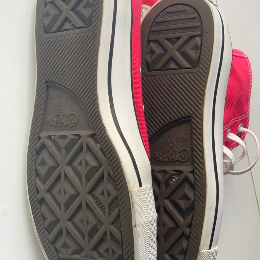 converse女性粉紅高筒帆布鞋二手良品近新-3