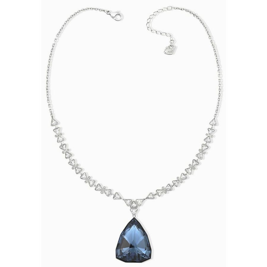 SWAROVSKI 施華洛世奇 Virtuous系列 目光焦點 深海藍水晶項鍊-3