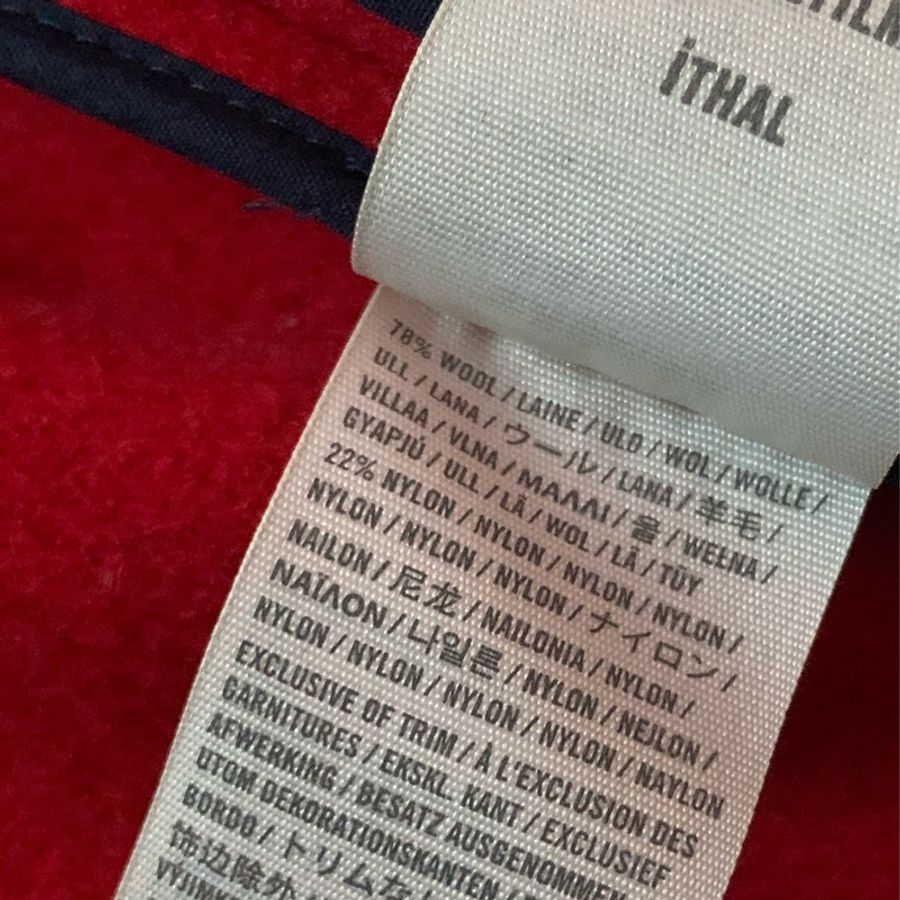 二手私物【Abercrombie】紅色連帽 仿牛角扣短大衣 Duffle Coat-5