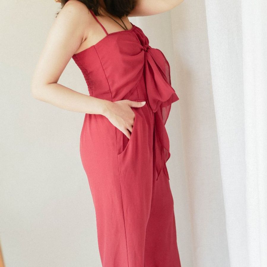 j lace 甜甜莓果紅青春戀愛愛情派對 古董紡紗連身長褲 overalls-4
