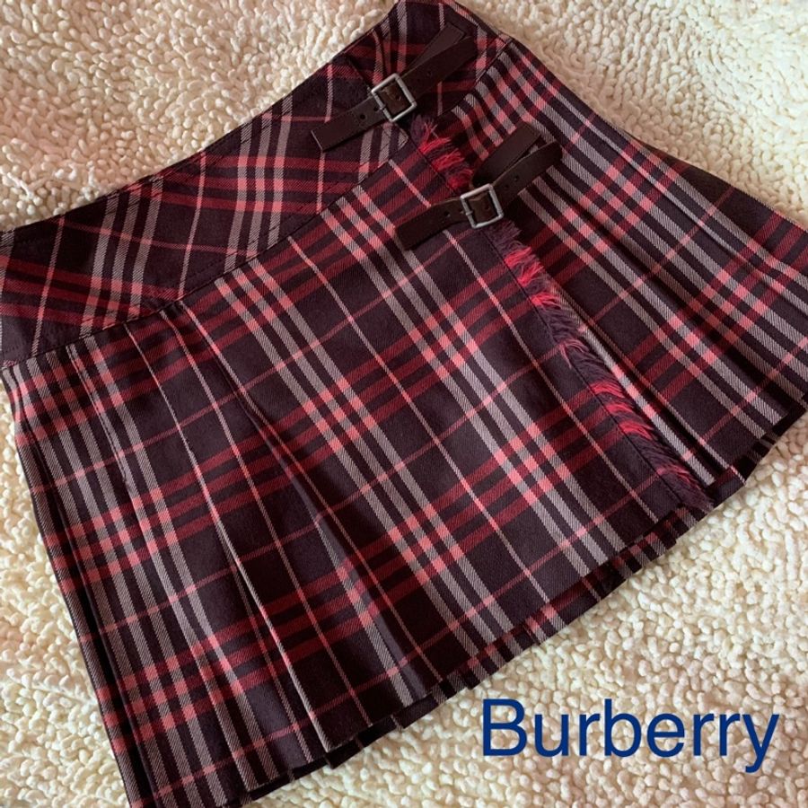 二手私物【Burberry】經典一片裙 百褶裙 Size38 狀況極佳 毛料100%-0