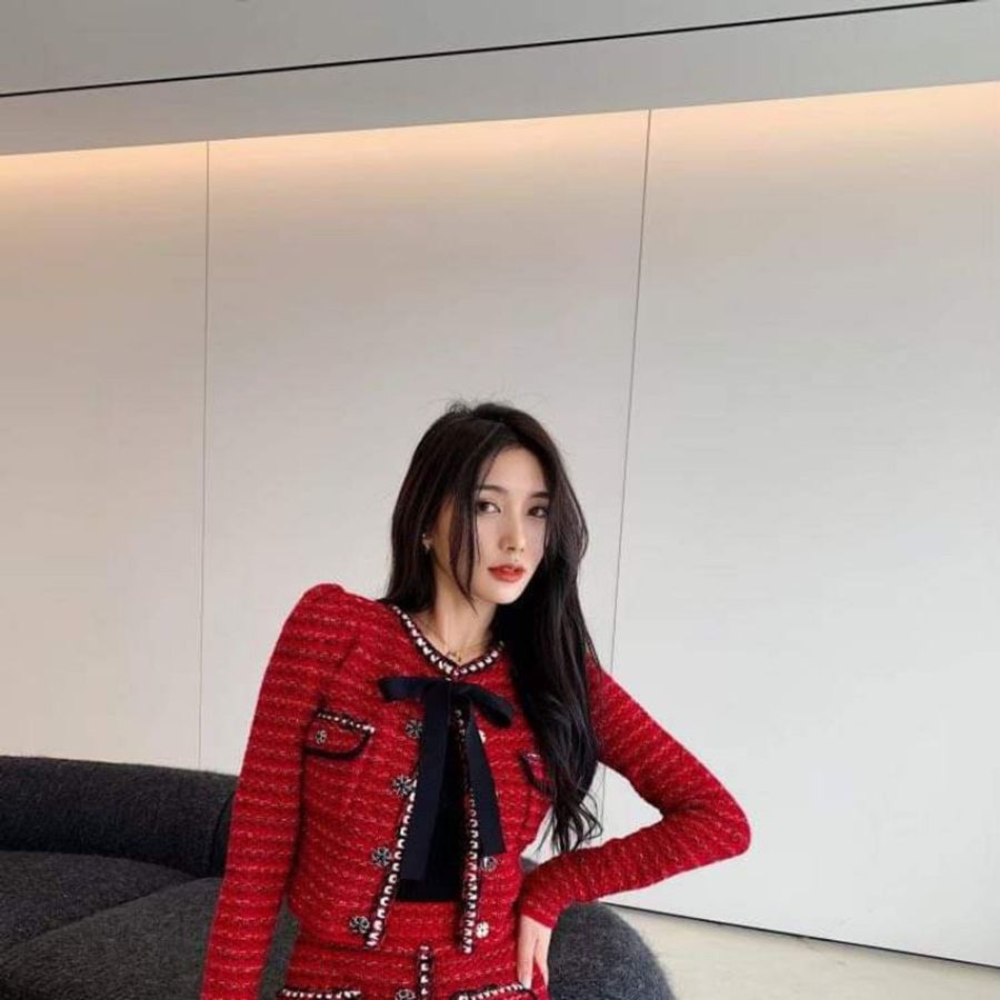 #小香風氣質名媛羊毛混紡兩件式套裝裙-1