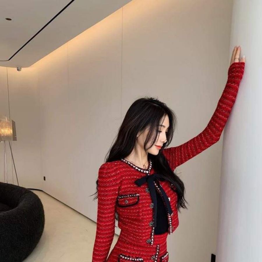 #小香風氣質名媛羊毛混紡兩件式套裝裙-2