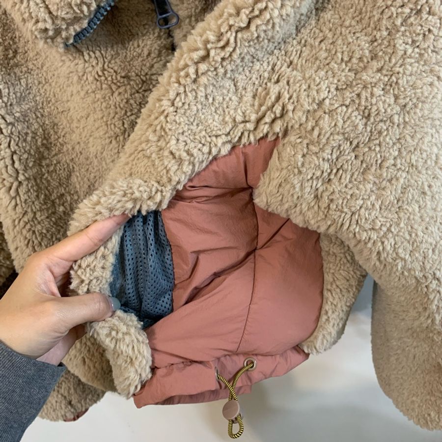 ZARA 泰迪熊毛毛外套+豹紋漁夫帽-3