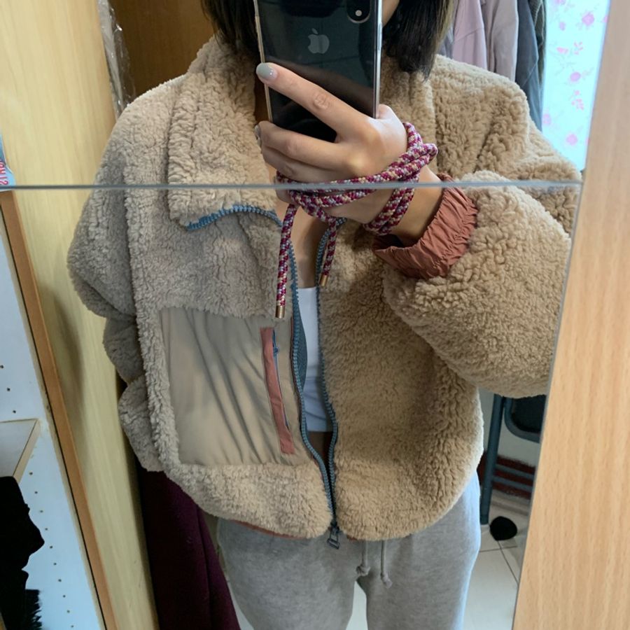 ZARA 泰迪熊毛毛外套+豹紋漁夫帽-4