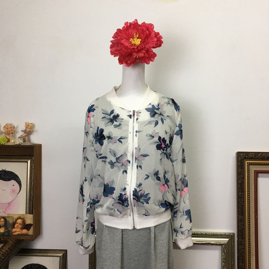 【春姍古著】257🌹花朵 雪紡 罩衫-0