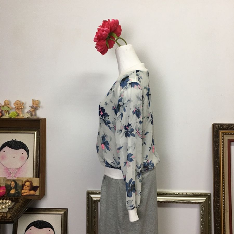 【春姍古著】257🌹花朵 雪紡 罩衫-2