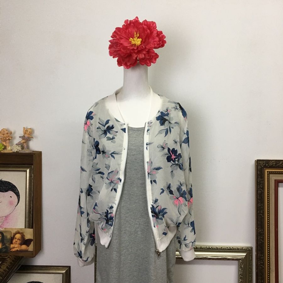 【春姍古著】257🌹花朵 雪紡 罩衫-5