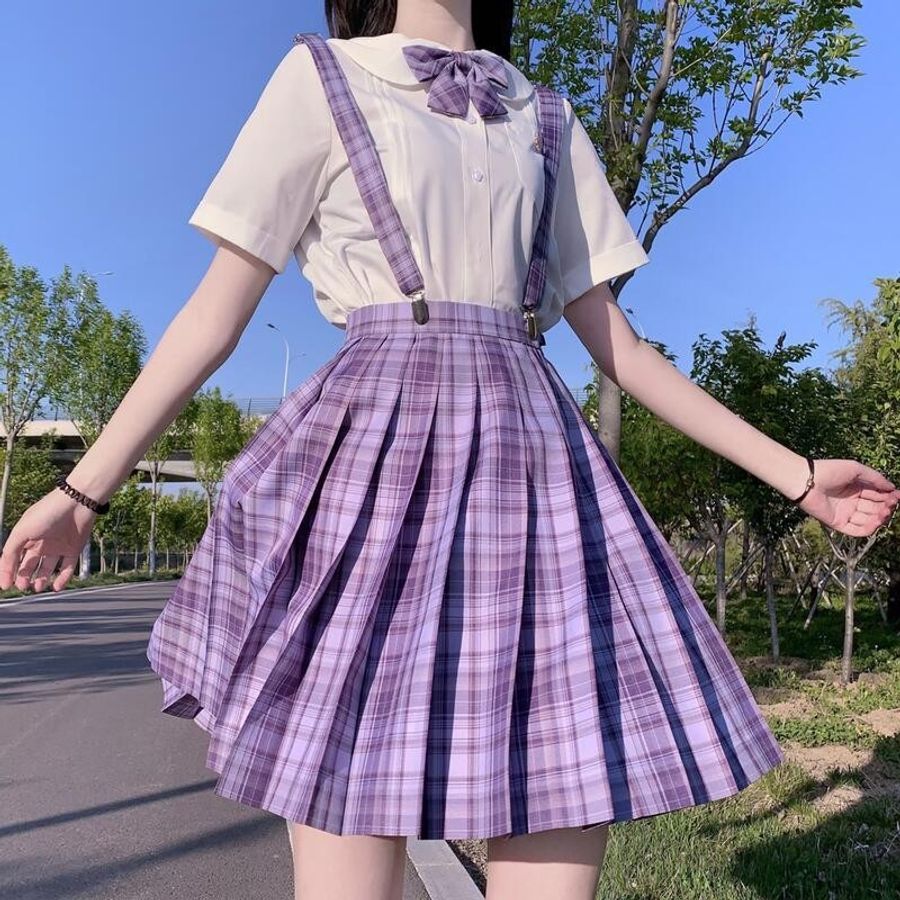 夏季JK制服短裙學生服學生裙領結蝴蝶結可愛甜美清新-5