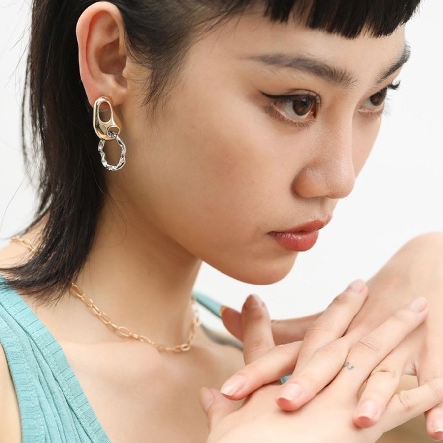 「易開罐撞色耳環」拉環造型 拼接色 925純銀耳針 垂墜耳環-4