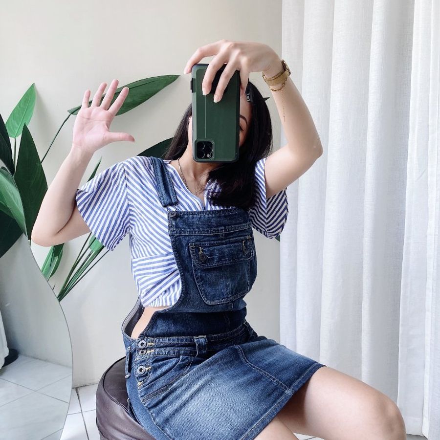guess 海藍經典大口袋戀愛時光 棉質連身裙洋裝吊帶裙短裙 dress-2