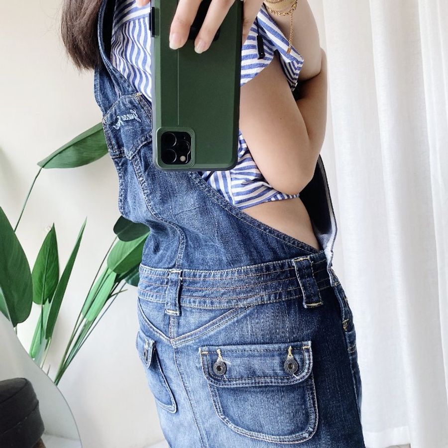 guess 海藍經典大口袋戀愛時光 棉質連身裙洋裝吊帶裙短裙 dress-8