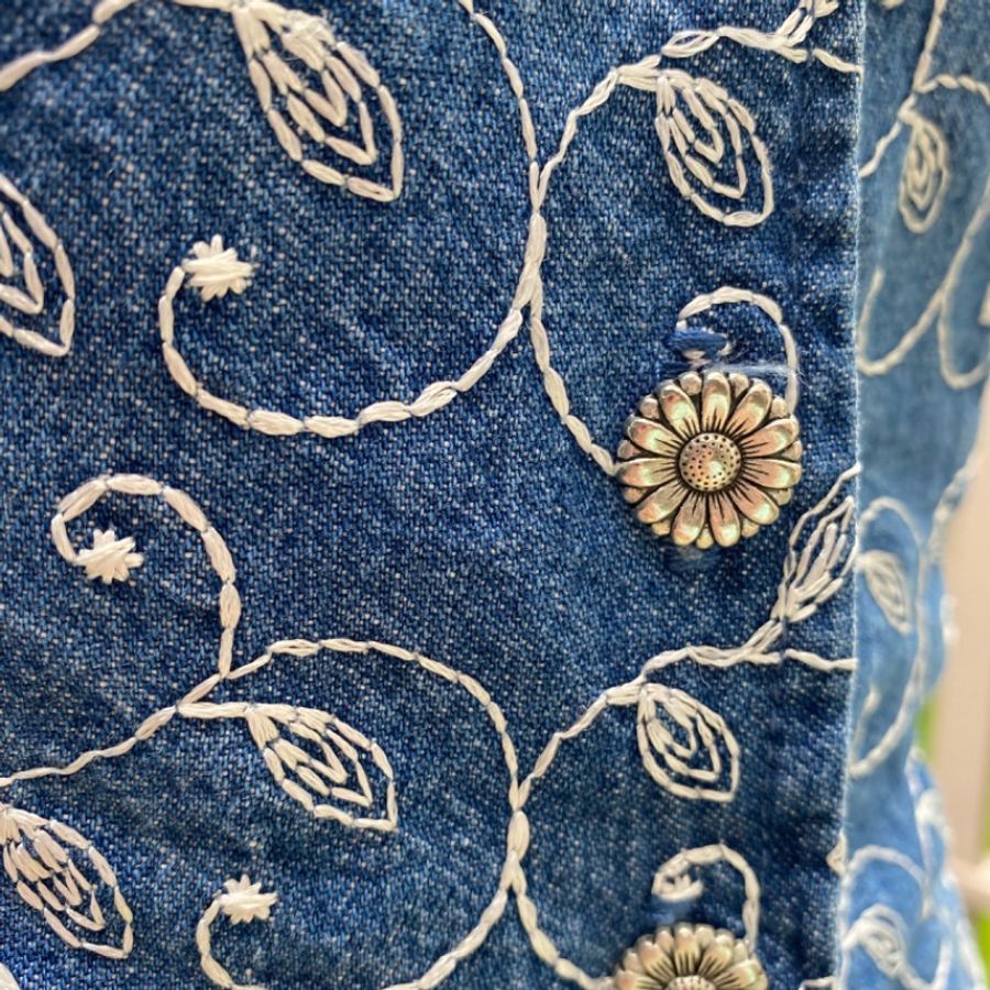 藏私·Collection_刺繡背心牛仔連身短褲裙美國製-4