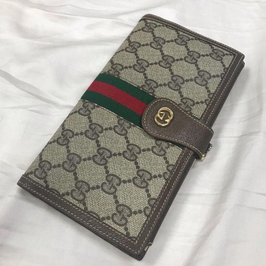 日本名牌二手店購入 Gucci Vintage 復古長夾-0