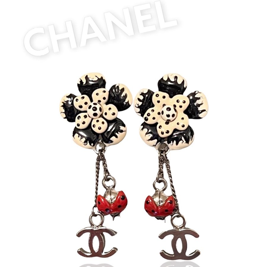 🍒CHANEL 瓢蟲chanel花兒耳環 2F220326-1-0