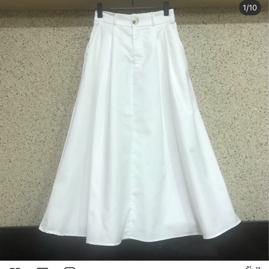 夏季白色A字半身裙 夏季 傘裙 高腰 顯瘦 中長裙-6