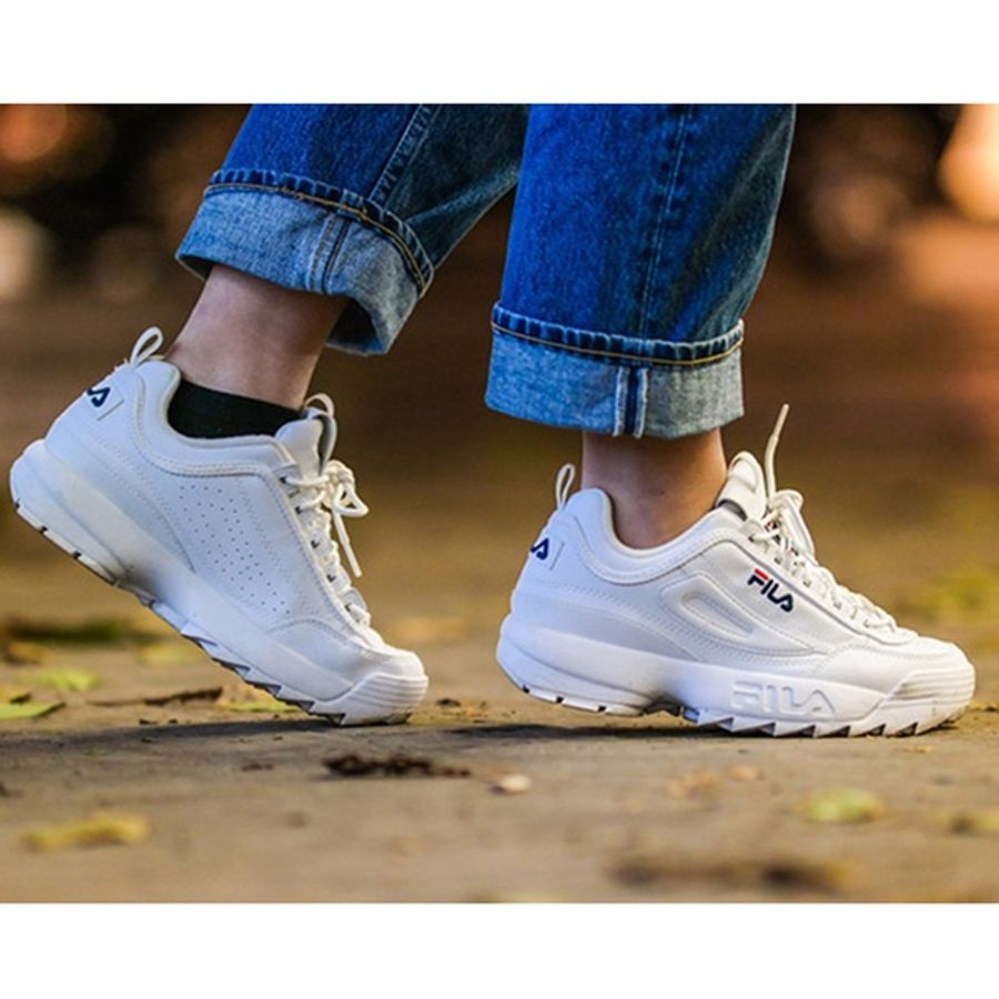FILA DISRUPTOR II 中性運動鞋-白+全新Nike長襪(白)-0
