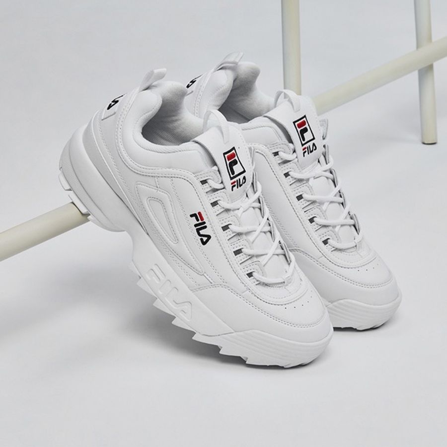 FILA DISRUPTOR II 中性運動鞋-白+全新Nike長襪(白)-1