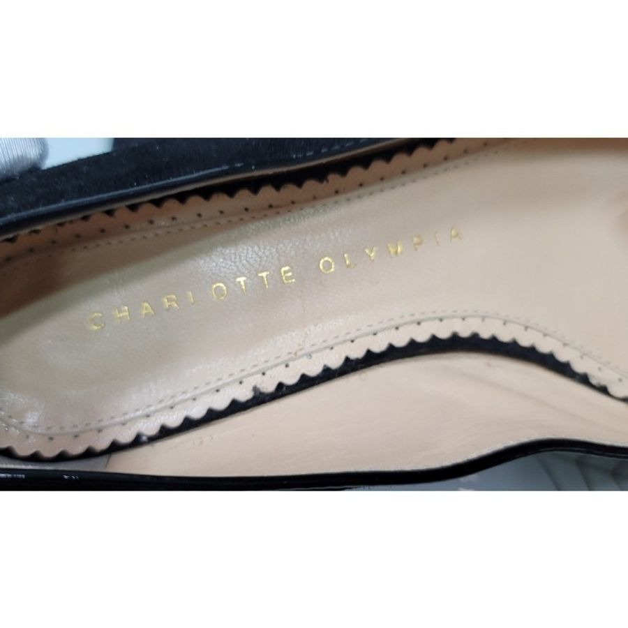 Charlotte Olympia Kitty 經典皇牌天鵝絨貓咪低跟平底鞋（黑色,35.5碼）-3
