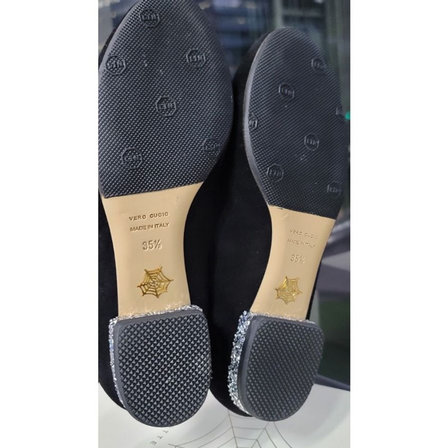 Charlotte Olympia Kitty 經典皇牌天鵝絨貓咪低跟平底鞋（黑色,35.5碼）-6