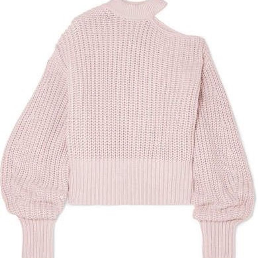 正品 Self Portrait 裸粉色 cutout off shoulder 毛衣-3