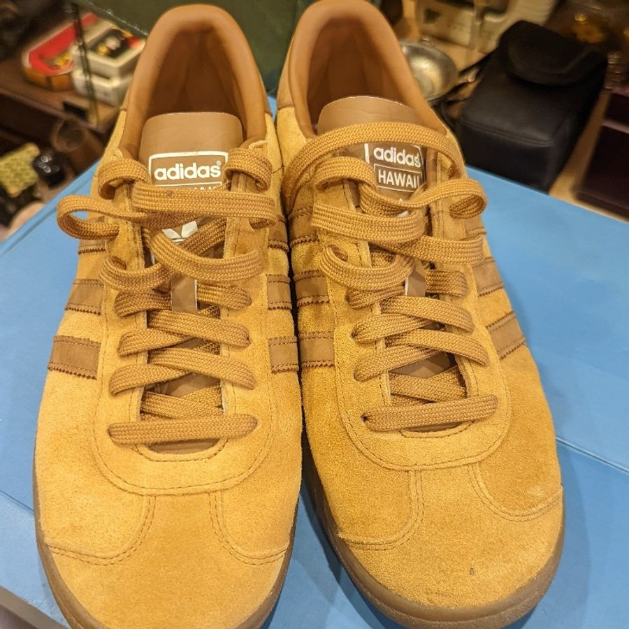 Adidas Hawaii黃色麂皮膠底運動鞋 八成新-0