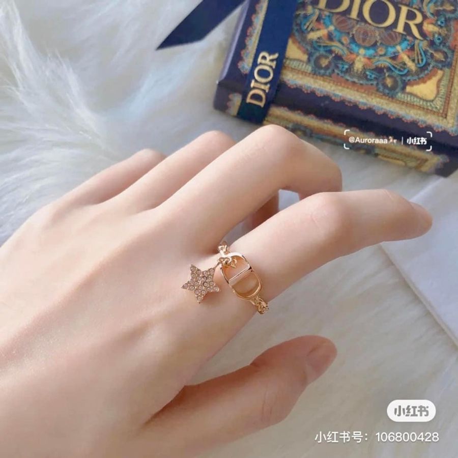 真品Dior PETIT CD 戒指 玫瑰金 水鑽-0