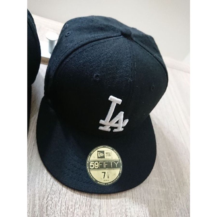 洛杉磯 道奇 棒球帽 LA 正版 經典 基本款 黑色 7 1/8 街頭 流行 老帽 平板帽 刺繡Logo-0