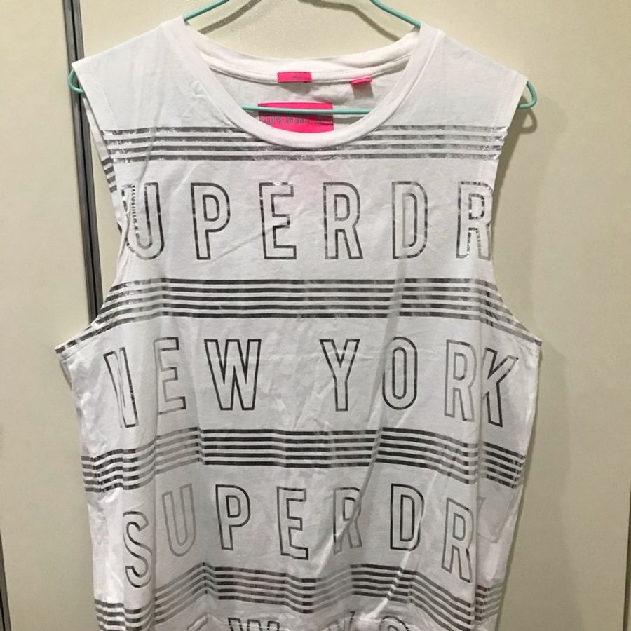 Superdry 極度乾燥運動風寬版背心 白色/Small-0