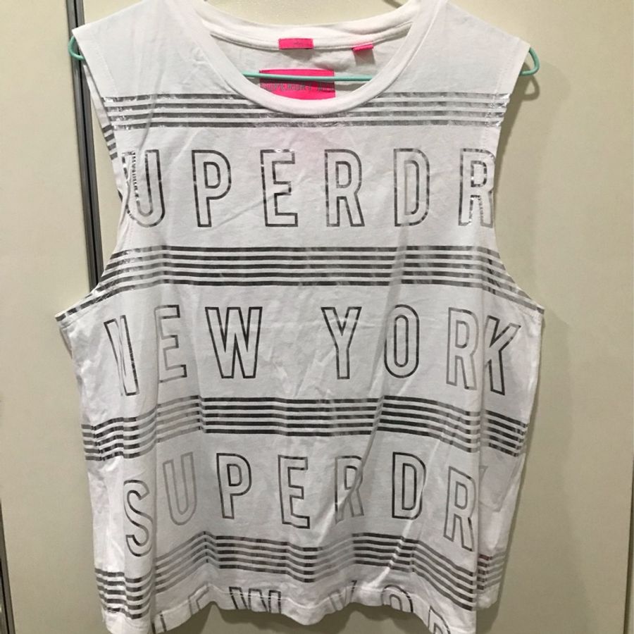 Superdry 極度乾燥運動風寬版背心 白色/Small-3